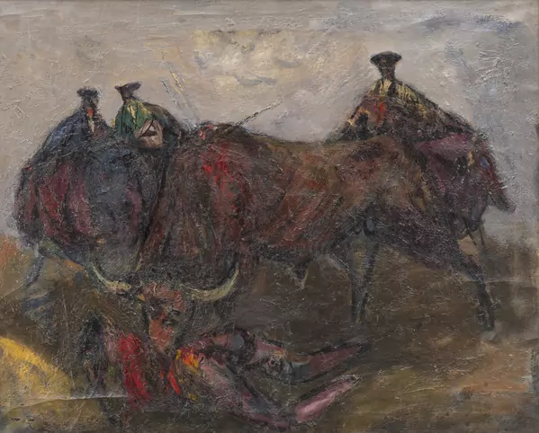 Lélo FIAUX (1909-1964), "Scène de tauromachie", huile — DognyAuction