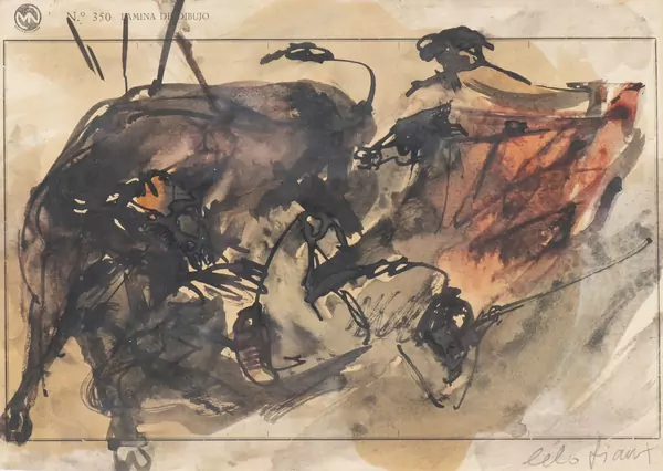 Lélo FIAUX (1909-1964), 'Corrida', aquarelle — DognyAuction