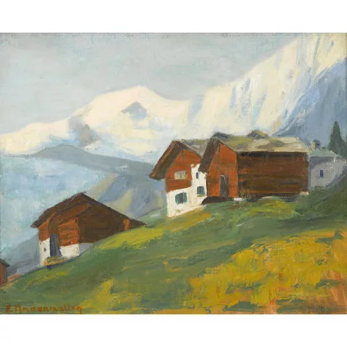 Leo Andenmatten — Bergpartie mit Weiher.
