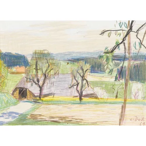 Leo Deck — Landschaft mit Bauernhaus.