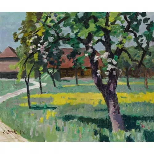 Sommerliche Feldlandschaft mit Gehöft