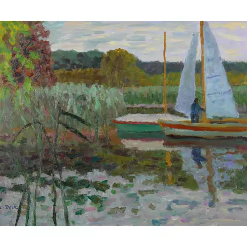 Uferlandschaft mit Segelbooten
