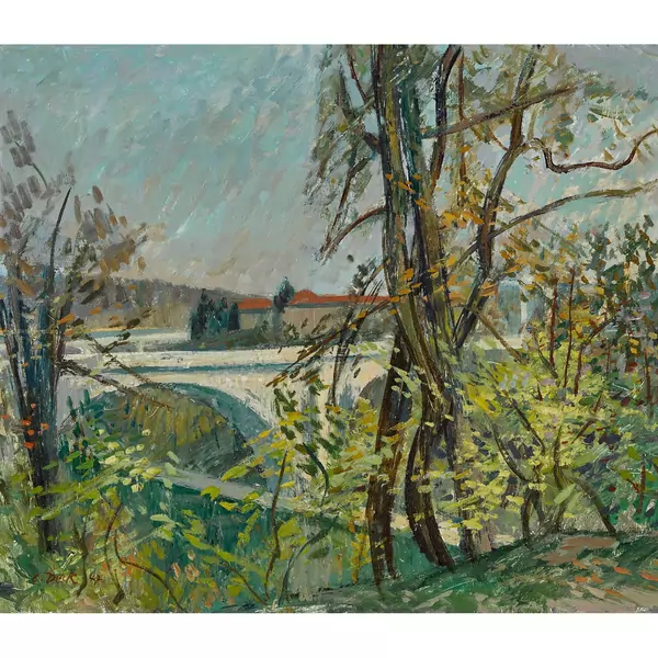 Landschaft mit Brücke