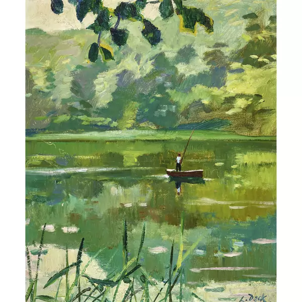 Angler an einem Bergsee
