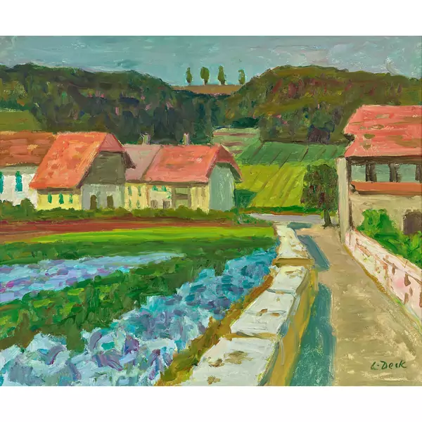 Bauernhäuser und Gemüsebeete