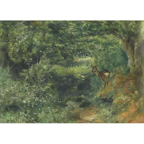 Léo-Paul Robert — Waldpartie mit jungem Reh.