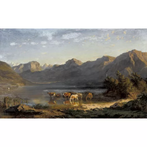 Léon Berthoud — Viehherde am Seeufer.