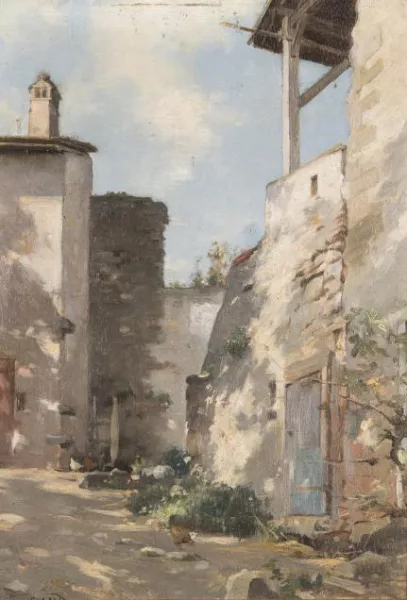 Léon Gaud — Léon Gaud (1844-1908), 'Cour de ferme'.