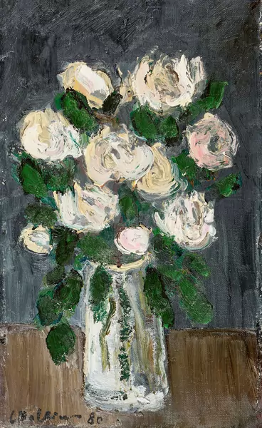 «Weisse Rosen in Glasbecher» – 1980 – Leopold Haefliger