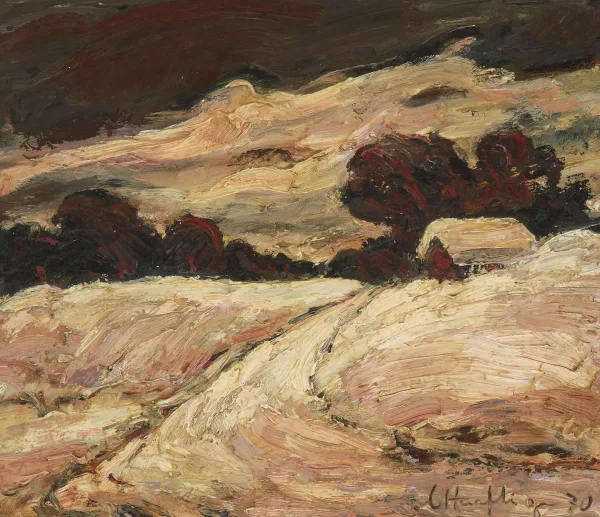 Leopold Haefliger junior — Winterlandschaft mit Scheune, 1970