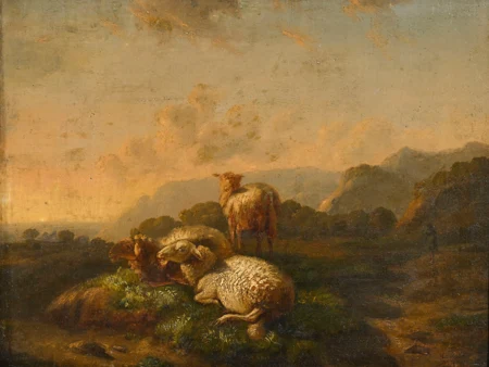 Paysage aux trois moutons au pied des Monts Albain