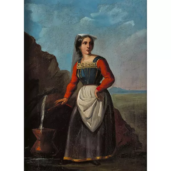 Jeune Napolitaine près d'une source