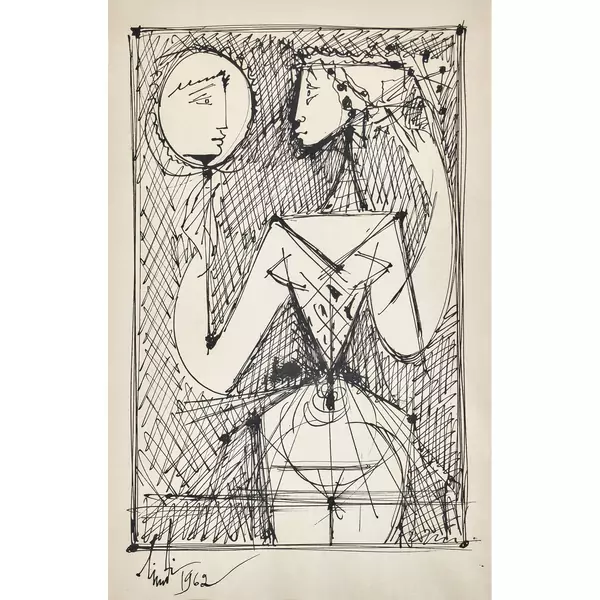 Frau mit Handspiegel