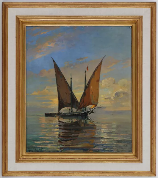 Louis Amédée Baudit — Barque en plein lac
