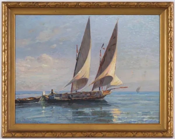 Louis Amédée Baudit — Barque sur le Léman, "La Bourgogne"