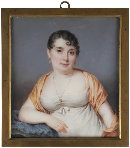 Portrait einer Dame mit weissen Kleid
