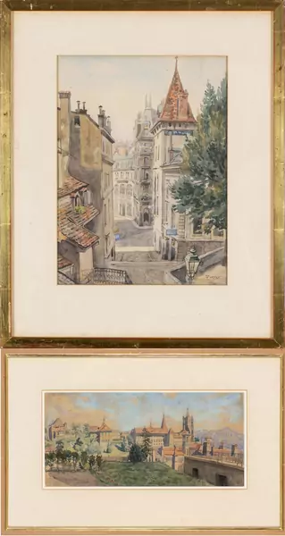 Louis Curtat (1869-1944), "Vue de Lausanne", deux aquarelles — DognyAuction