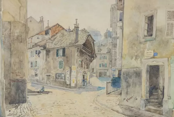 Louis CURTAT (1869-1944), "Rue du Fré", aquarelle — DognyAuction