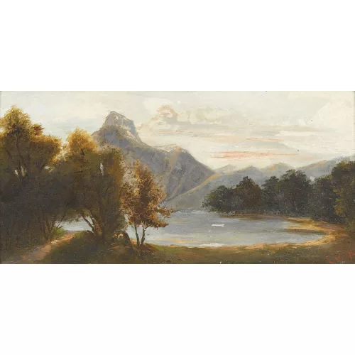 Louis de Meuron — Seelandschaft mit Bergkette.