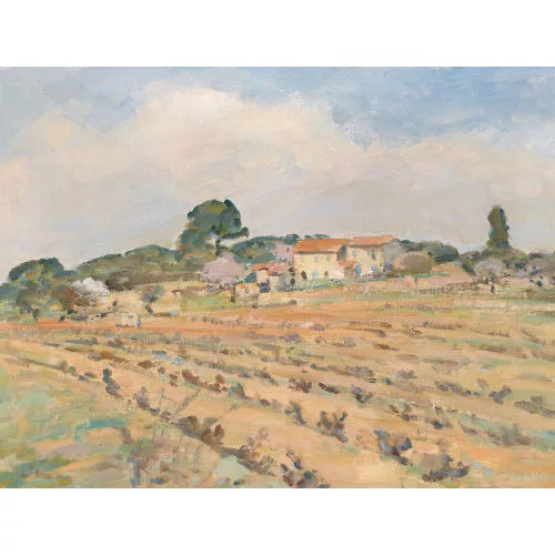 Louis de Meuron — Feldlandschaft mit Hof in der Provence.
