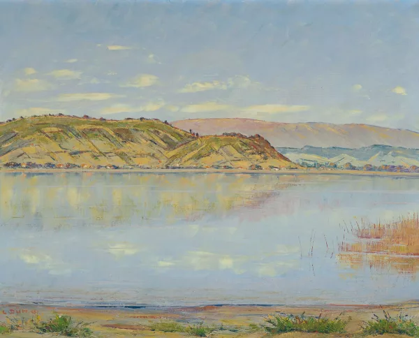 Louis Dürr — Murtensee mit Mont Vully", 1943