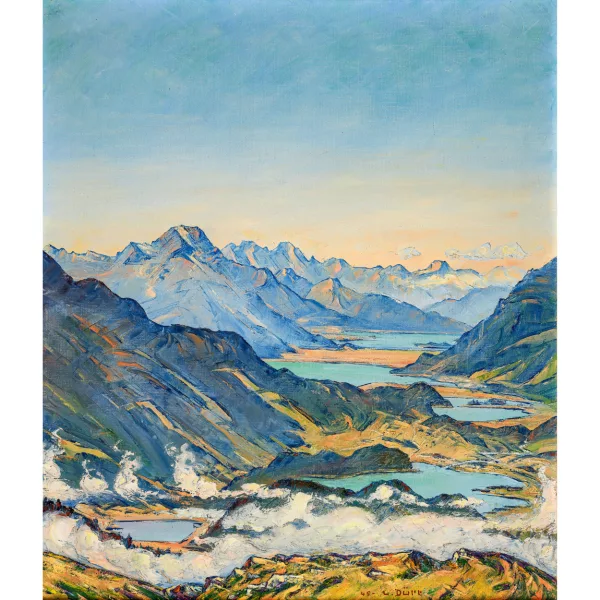 Louis Dürr — Blick auf die Engadiner Seenplatte in Richtung Maloja.