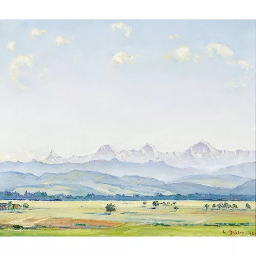 Louis Dürr — Sommerlandschaft mit den Berner Alpen.