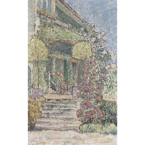 Louis Dürr — Sonnige Gartenpartie mit Terrassenaustritt.