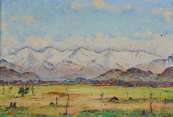 Louis Dürr — Monte Gazzirola im Schnee, Campagna di Caslano, 1958