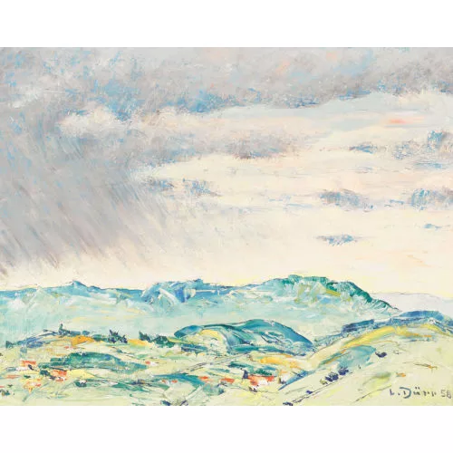 Louis Dürr — Weite Landschaft in Gewitterstimmung.
