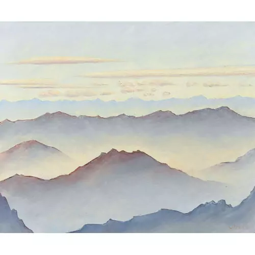 Morgenröte über den Walliser Alpen