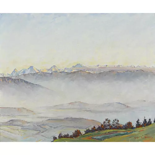 Landschaft mit Berner Alpen