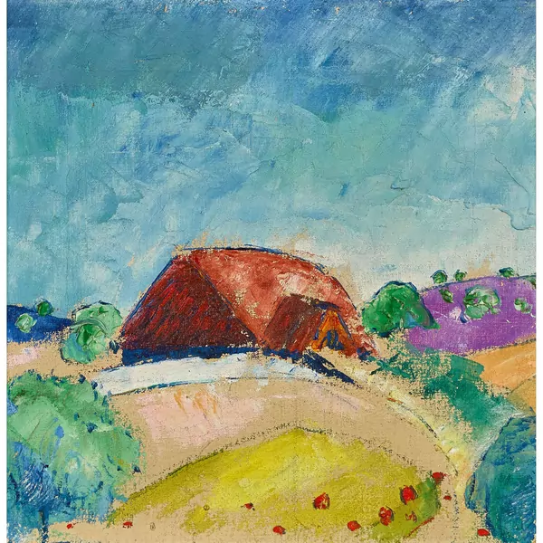 Landschaft mit Bauernhaus