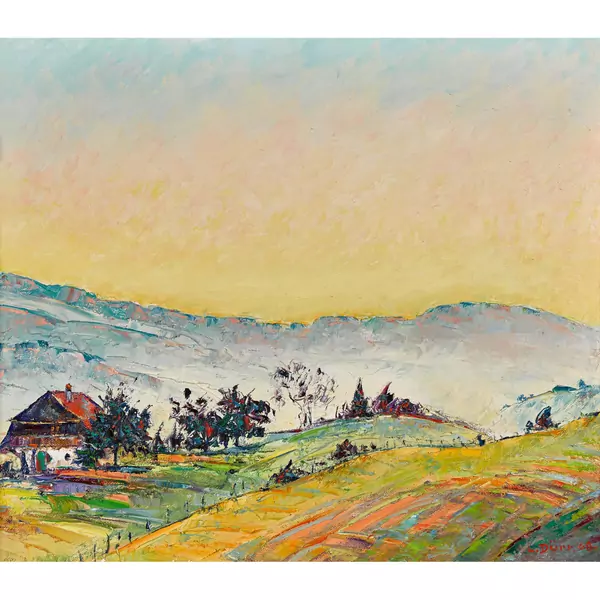Berglandschaft mit Bauernhof