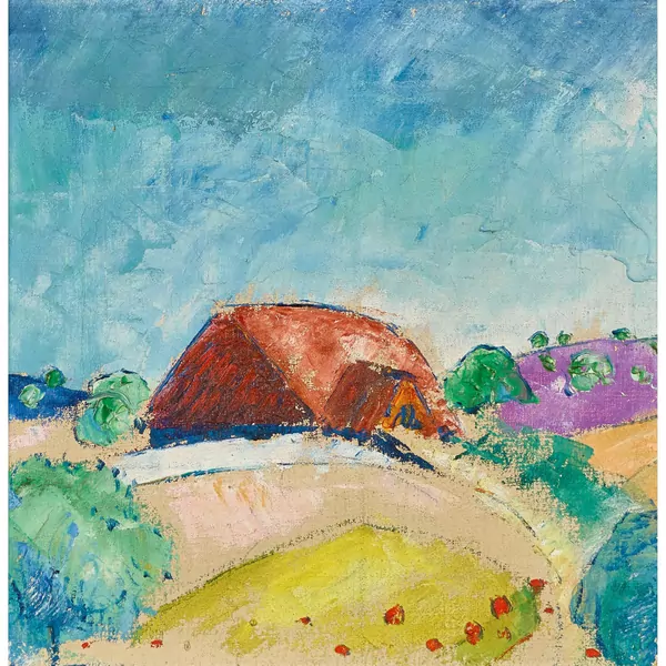 Landschaft mit Bauernhaus