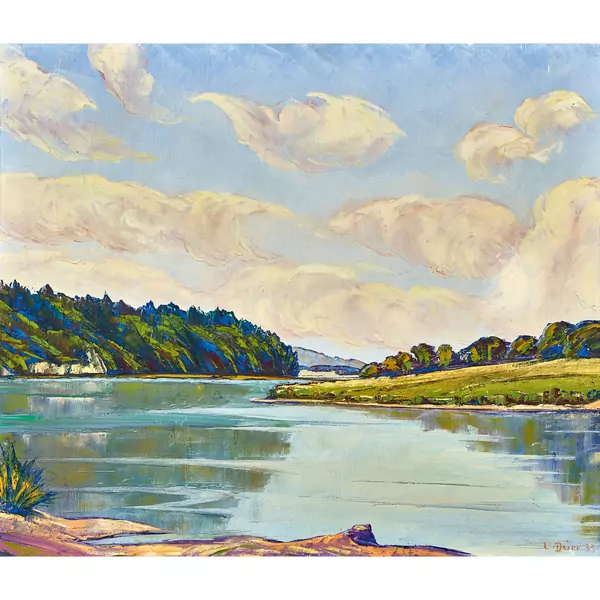 Sonnige Flusslandschaft