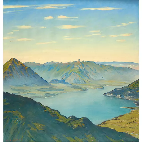 Blick auf den Thunersee mit Niesen und Stockhornkette