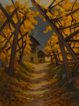 Vue automnale sur les chalets d'Eyholz