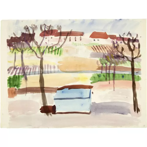 Louis Moilliet — Ohne Titel (Felder und Häuser) — Galerie Kornfeld