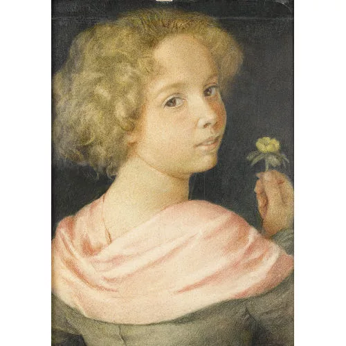 Louis Rivier — Brustbildnis eines Mädchens mit gelber Blume.