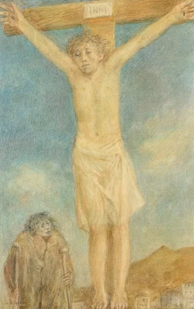 Le Christ crucifié et mendiant