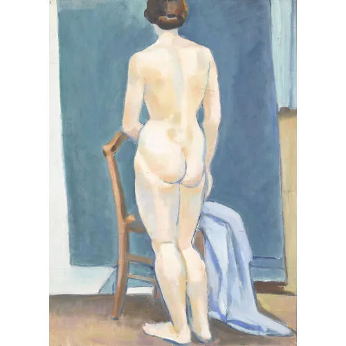 Louis Samuel Rosselet — Weiblicher Akt vor blauem Grund.