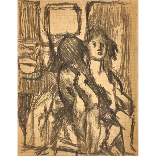 Louis Soutter — Deux femmes devant une fenêtre carrée/"Fresque seraphins".