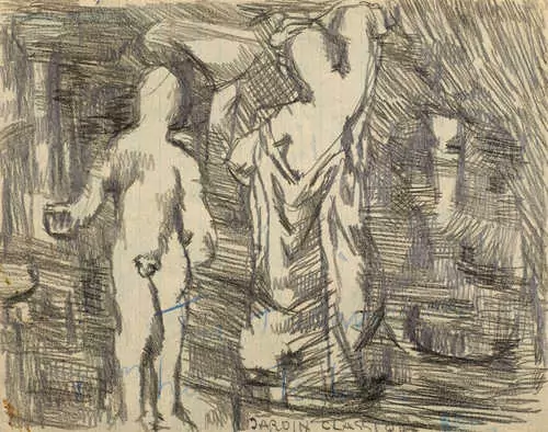 LOUIS SOUTTER — Jardin classique (verso mit einer Figurenstudie). — Koller Auktionen