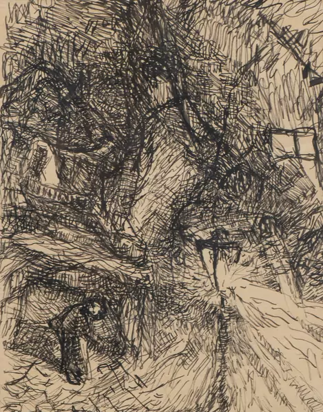 Louis SOUTTER (1871-1942), "La dernière lueur avant les passions", encre noire sur papier quadrillé, non titré — DognyAuction