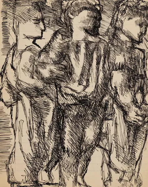 Louis SOUTTER (1871-1942), "Les trois Soviets", encre de Chine, 1925 — DognyAuction