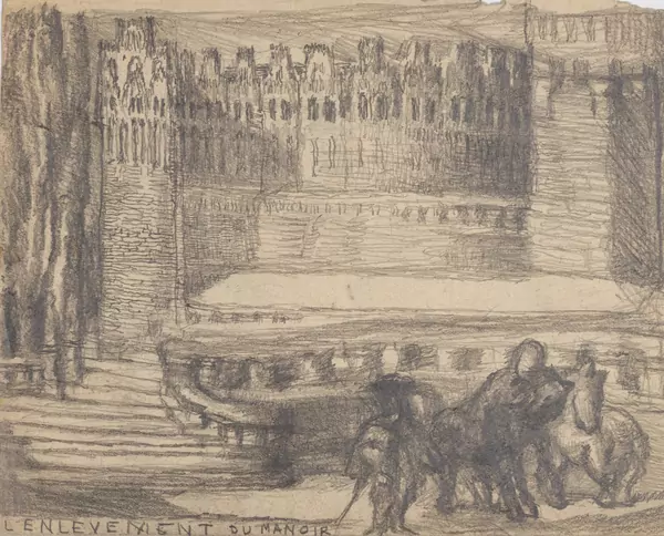 Louis SOUTTER (1871-1942), "L'enlèvement du manoir", crayon — DognyAuction