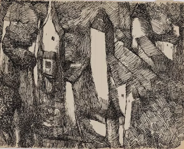 Louis SOUTTER (1871-1942), "Tours et maisons", encre de Chine — DognyAuction