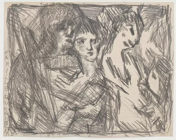 Louis SOUTTER (1871-1942), "Famille Du Peintre", crayon sur papier, titré en bas à gauche verticalement. — DognyAuction