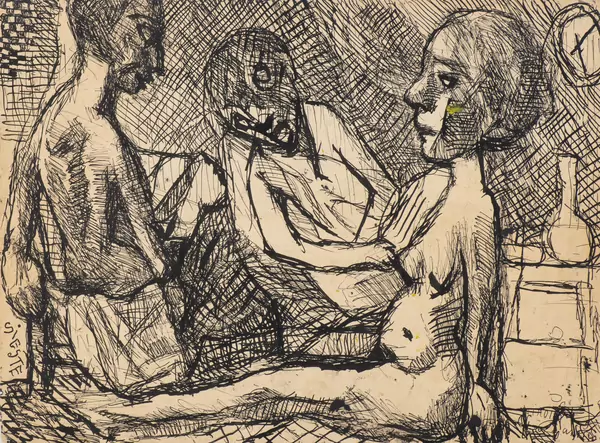 Louis SOUTTER (1871-1942), "Sieste (Les Sans Dieux se taisent)", encre de Chine — DognyAuction